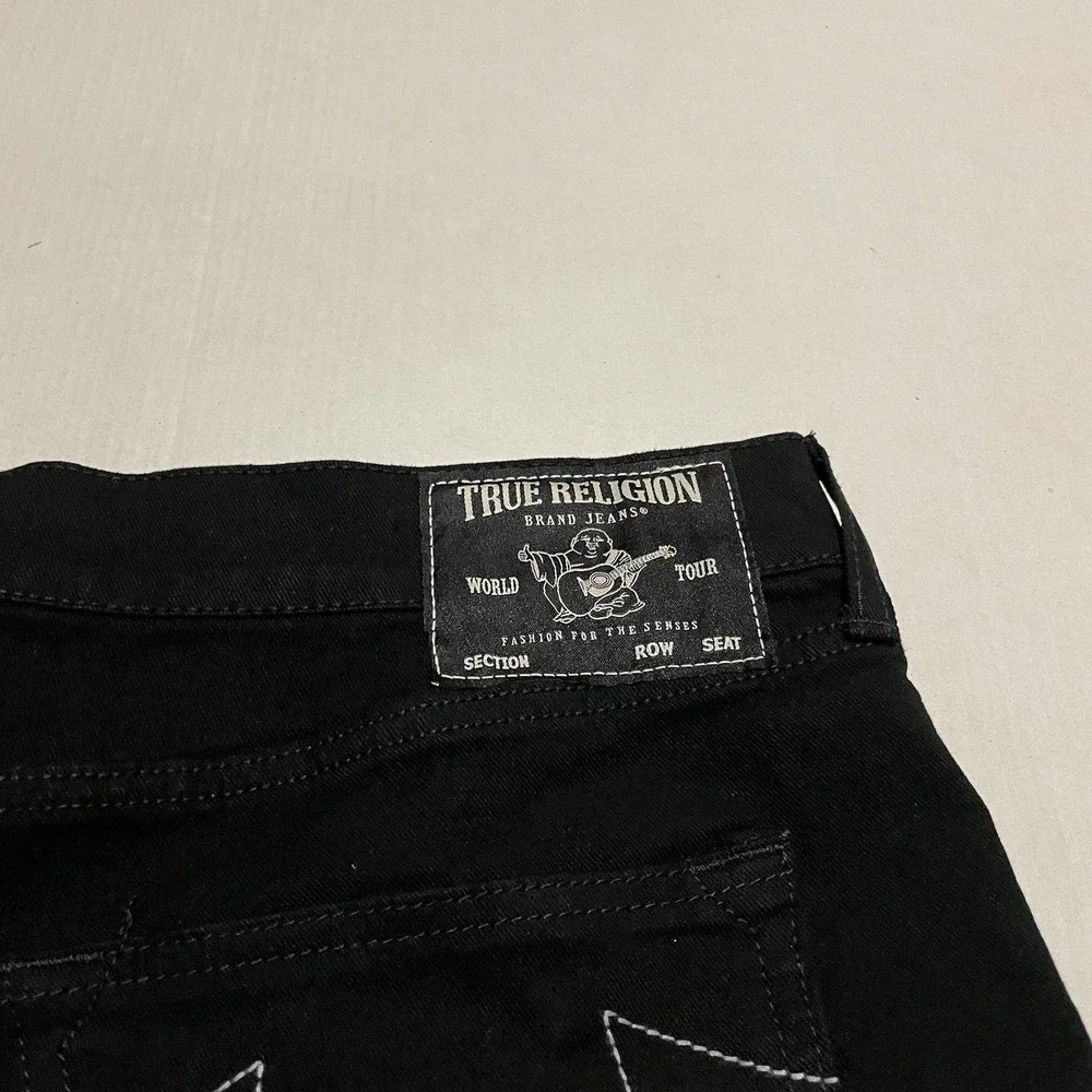 True Religion Geno Relaxed Slim Tapered Leg Jeans 36 X 33 Mens Black 105714